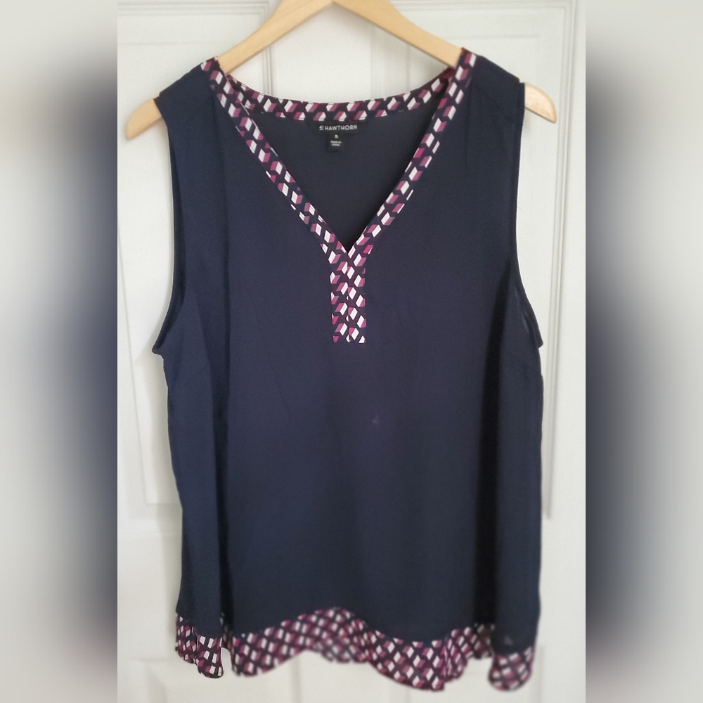 Stitch Fix 41 Hawthorn Brand Navy Dressy V-Neck Tank